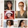 thumbnail image 2 of Gafas con bloqueo de luz azul, fáciles de leer, retro, redondas, para mujer, 2 of 6