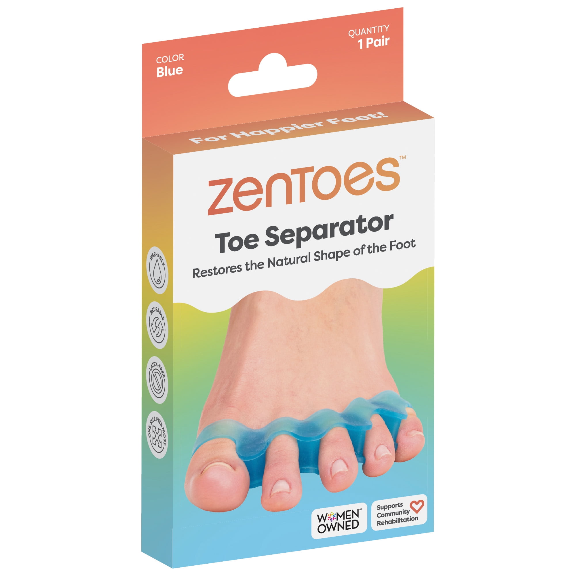 (3 pack) ZenToes Silicone Toe Spacers for Correct Toe Alignment – Blue