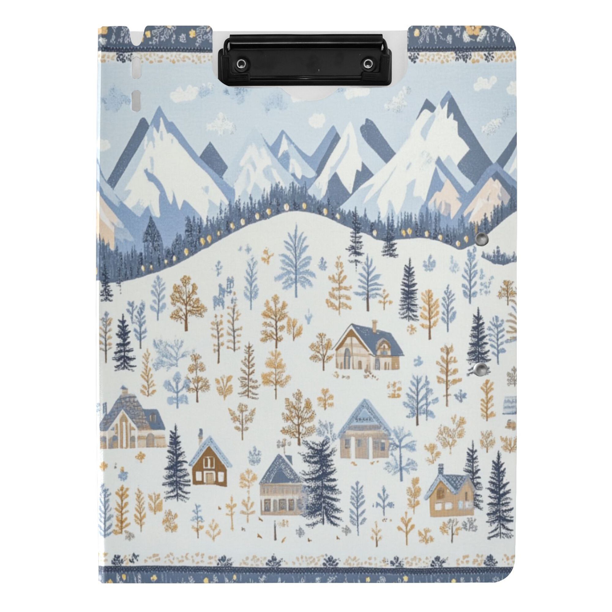 FORMRS A4 Clipboard Folder with Pen Holder Horizontal Foldable School Office Binder, Light Blue Mountain