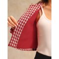 thumbnail image 4 of DARING DIVA Women's Houndstooth Collarless Plaid Cropped Tweed Jacket 2XL Deep Red, 4 of 6