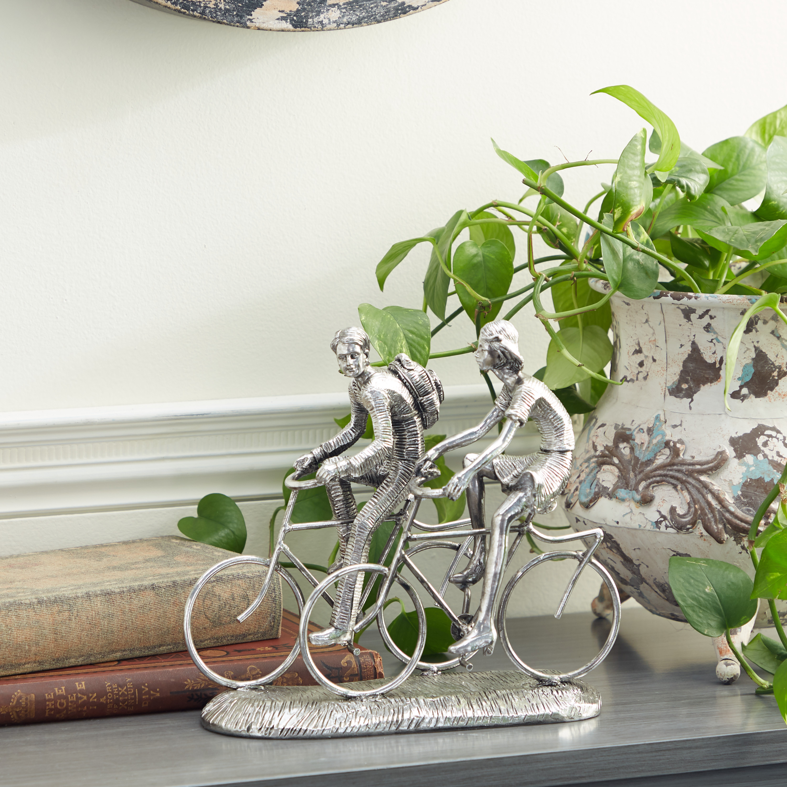 DecMode Polystone Bicycle Contemporary Sculpture Silver