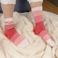 thumbnail image 3 of BambooMN 4 Pairs Women's Chenille Fuzzy Color Block Crew Home Socks, Cotton Candy, Extra Large, 3 of 7