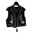 thumbnail image 2 of Vmvidoty Women's Cowgirl Vest Western Outfit Linen Vest Embroidered Boho Tops Black 2XL, 2 of 6