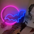 thumbnail image 3 of Letreros de neón para Halloween, luces de LED neón con forma de luna y murciélago, señal de luz de neón alimentada por batería USB para decoración de pared, habitación, Bar, fiesta, regalo para niños, 3 of 5