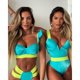thumbnail image 3 of Gibobby Traje de baño completo mujer Traje de baño push-up con escote en V Bikini para mujer Traje de baño profundo Conjunto de tankinis(Verde,G), 3 of 5