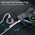 thumbnail image 3 of Hootek Car Charger with 3.3FT TYPE C Cable USB Car Charger Adapter 3.4A USB-C Fast Charging Charger with 6FT USB C Charging Cable Cord Type C Cable Nylon Braided for Samsung Android , Black+White, 3 of 7