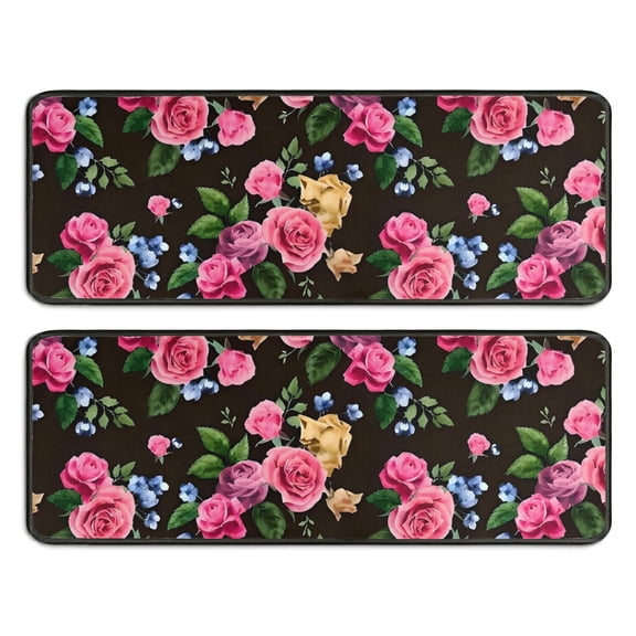 Kitchen Rugs Sets Of 2,Pioneer Flower Floral Print Pattern Anti Fatigue Kitchen Mat Rugs Non Slip Washable,Decorative Kitchen Floor Mats for Kitchen,Sink,Laundry,17"x47" 17"x47"