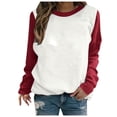 thumbnail image 1 of AherBiu Chandails en Molleton à Col Rond pour Femmes Manches Longues Tops Color Block Tops pour Sortir T-Shirts d'Entraînement, 1 of 6