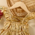 thumbnail image 6 of Mikrdoo Newborn Baby Girls Dress Off The Shoulder 9 Months Girls Floral Print 12 Months Girls For Summer One Piece Layered Dress Yellow, 6 of 7