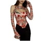 thumbnail image 2 of Verano nueva moda Sexy fiesta Spice Girls estampado Irregular manga larga camiseta de mujer Pompotops  FGAJ3231, 2 of 9