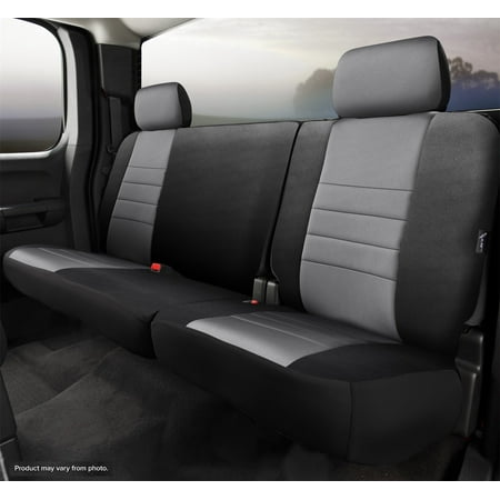 Fia NP92-53 GRAY Neo Neoprene Custom Fit Truck Seat Covers; Split Seat; 40/60; Adjustable Headrests; Center Armrest w/Cup (Best Custom Fit Truck Seat Covers)