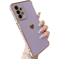 A23 5g Case, for Samsung Galaxy A23 5g Case Women Girls Cute Design Soft Silicone Camera Protection Protective Lovely Heart Phone Case (Purple)