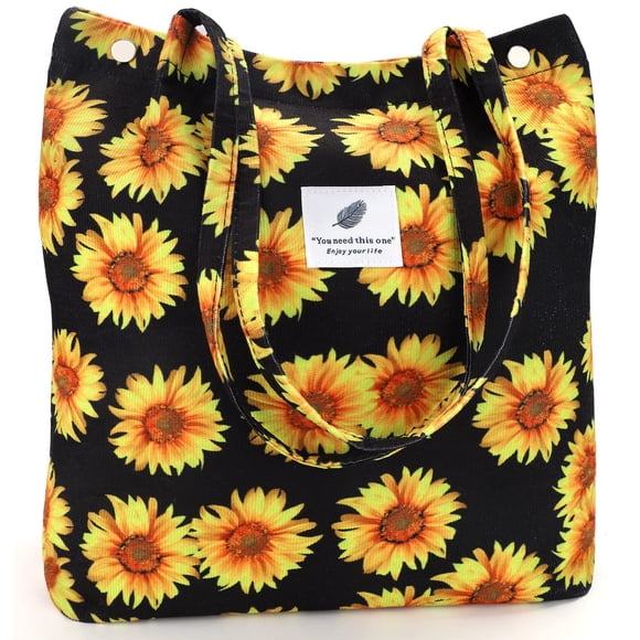 Sac Fourre-Tout en Velours Côtelé Style Bohème pour Femmes - Doux, Léger et Durable, Sac à Bandoulière/à Main avec Intérieur Spacieux, 2 Poches Intérieures, Convient pour iPad, Documents A4 et Essentiels Quotidiens, Lavable en Machine
