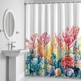 thumbnail image 6 of Summer Ocean Bathroom Shower Curtain, Watercolor Red Green Coral Waterproof Washable Soft Bath Curtain for Bathtub Decor with 12 Hooks&Grommet, 36x78 Inch, 6 of 9