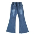 thumbnail image 5 of YiZYiF Kids Girls Flared Jeans Casual Raw Hem Ripped Jeans Bell Bottom Denim Pants, 5 of 7