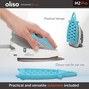 oliso M2Pro Mini Steam Iron with Solemate® – 1000 Watt Dual Voltage Travel Iron for Sewing, Quilting, and Crafting – Ceramic Soleplate, Precision Tip – Turquoise