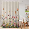 thumbnail image 6 of Shower Curtain Spring Wildflower Butterfly Shower Curtains for Bathroom Decor, Waterproof Polyester Shower Curtain Set with Hooks, Extra Long 72" x 96" Pink Flower Linen Texture, 6 of 9