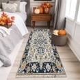 thumbnail image 4 of Vintage Flowers Pattern Washable Area Rug 2 x 6 ft Blue Traditional Bohemian Farm , Soft Non Slip Rugs Stain Repellent Indoor Felt Carpet for Living Dining Room Bedroom Home Office, 4 of 9