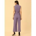 thumbnail image 4 of DARING DIVA Women's Wide Leg Jumpsuit Collared Tie Waist Coverall S Purple, 4 of 6