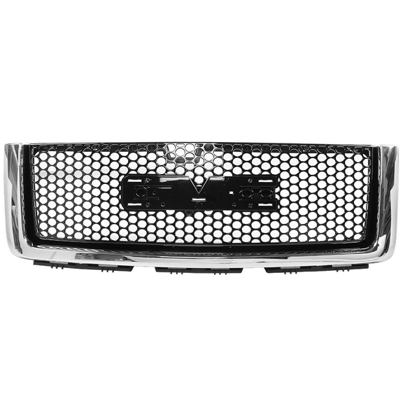 Ikon Motorsports Compatible with 07-13 GMC Sierra 1500 Front Upper Grille ABS Gloss & Chrome 2007 2008 2009 2010 2011 2012 2013