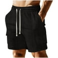 thumbnail image 2 of Cargo Shorts for Men 7 Inch Elastic Waist Texture Breathable Outdoor Shorts Casual Travel Work Shorts with Pockets, 2 of 9