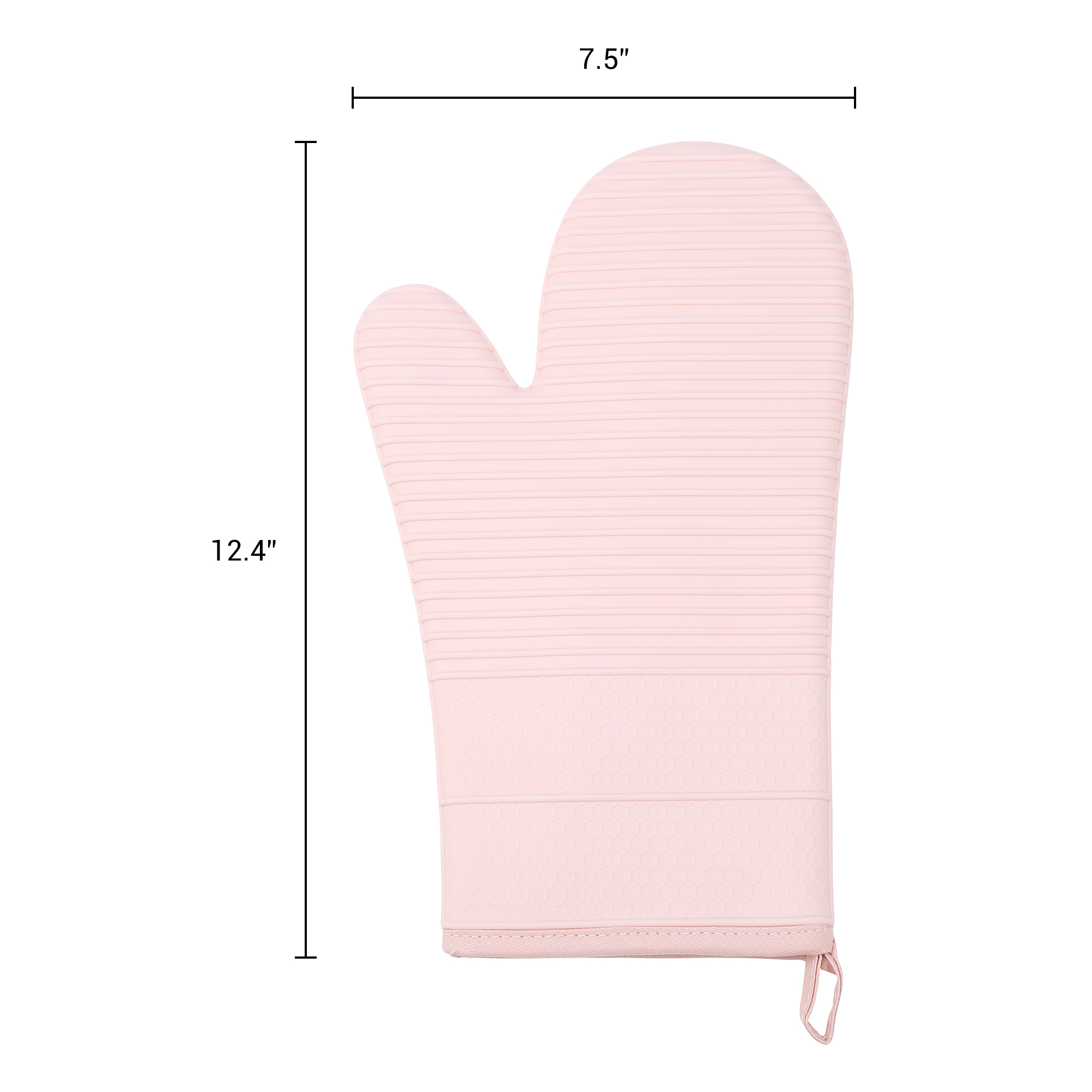 Unique Bargains Soft Oven Mitts Heat Resistant Cooking Gloves Pink 12.4x7.5inch