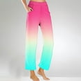 thumbnail image 2 of Wide Leg Sweatpants for Women Fashion Gradient Color Elastic Waisted Long Pants with Pockets Ladies Loungewear Trousers (Multicolor,XL), 2 of 5