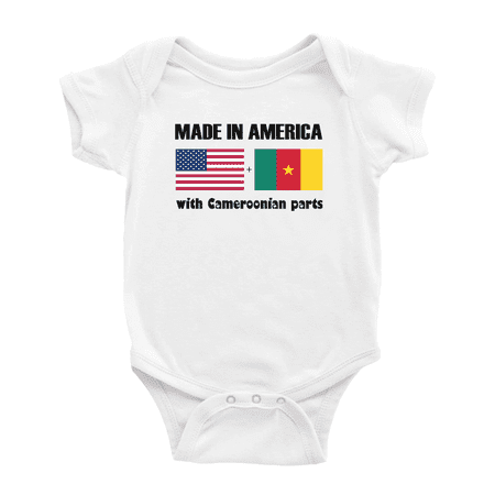 

Made In America With Cameroonian Parts Funny Baby Bodysuit For Boy Girl