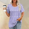 thumbnail image 1 of Puntoco Liquidación de blusas cortas para mujer Blusas estampadas de moda para mujer Camiseta de manga corta Cuello redondo, 1 of 5