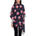 thumbnail image 4 of Cauagu Cartoon Donut Planets Print Women Wrap Shawl tassels Scarves Retro Scarf 77.6"X28.3", 4 of 8