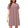 thumbnail image 3 of MEICHEN Women's Summer Sleepshirts Cotton Silk Short Sleeved Sleep Dress for Middle Aged Women New Loose Fitting Home Wear Elderly Sleepwear Plus Size Dress, 3 of 5