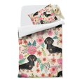 thumbnail image 2 of Dachshund and Flower Duvet Cover and Pillowcase Set for Single Bedding, Bedroom Accessories for Kids Teens, 2 of 5