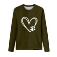 thumbnail image 4 of ibuvkizy Womens Sweatshirts Valentines Day Love Heart Printed Round Neck Pullover Long Sleeved Casual Womens Sweatshirts Army Green,XXL, 4 of 4