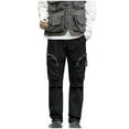thumbnail image 2 of Pantalones largos de moda para hombre, casuales, de color sólido, con bolsillos y cremallera, cintura elástica, de poliéster., 2 of 7