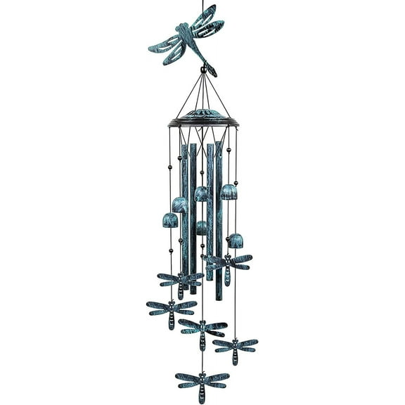 Outdoors Wind Chimes with 4 Aluminum Tubes - Dragonfly S Hook, Wind Bells Hanging Decorate for Patio, Garden, Backyard or Porch