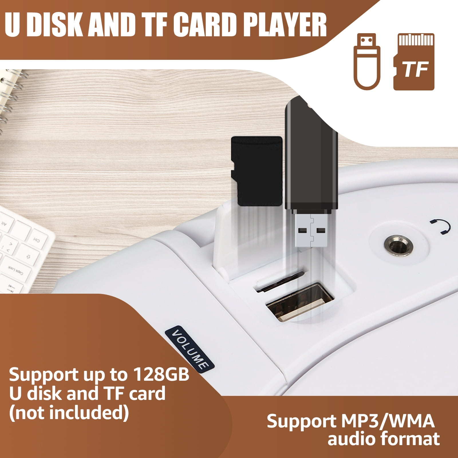 cd players portable,cd playerboombox with remote, AM/FM, Tape Recording, TF/USB Drive, AC or D Battery Powered, Headphone Jack, Stereo Sound (White)