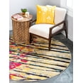 thumbnail image 4 of Unique Loom Estrella Rug Yellow/Blue 6' 1" Round Perfect For Dining Room Entryway Bed Room, 4 of 5
