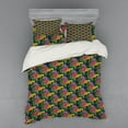 thumbnail image 2 of Floral Duvet Cover Set, Tropical Themed Pattern of Jungle Leaves and Colorful Flowers, Bedding Set with Shams and Fitted Sheet, 3 Sizes, by Ambesonne, 2 of 3