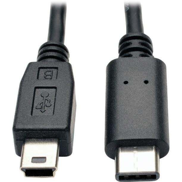 Tripp Lite 6ft USB 2.0 HiSpeed Cable 5Pin MiniB to USB TypeC USBC M/M, Black, 1 Each