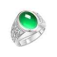thumbnail image 3 of RYLOS Men's Rings 14K White Gold Nugget Ring with Cabochon Gemstone & Diamonds Emerald Rings For Men Size 13, 3 of 7