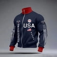 thumbnail image 2 of LNZGNM Mens American 250th Anniversary Jacket American Flag Zipper Jackets Stand Collar Patriotic 1776-2026 Track Jacket Stylish Memorial Day Top,Navy S, 2 of 3