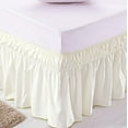 thumbnail image 3 of Wrap Around Bed Skirt Three Fabric Sides Elastic Dust Ruffled 16 Inch Tailored Drop,Easy to Install Fade Resistant-Ivory, Twin/Full, 3 of 5