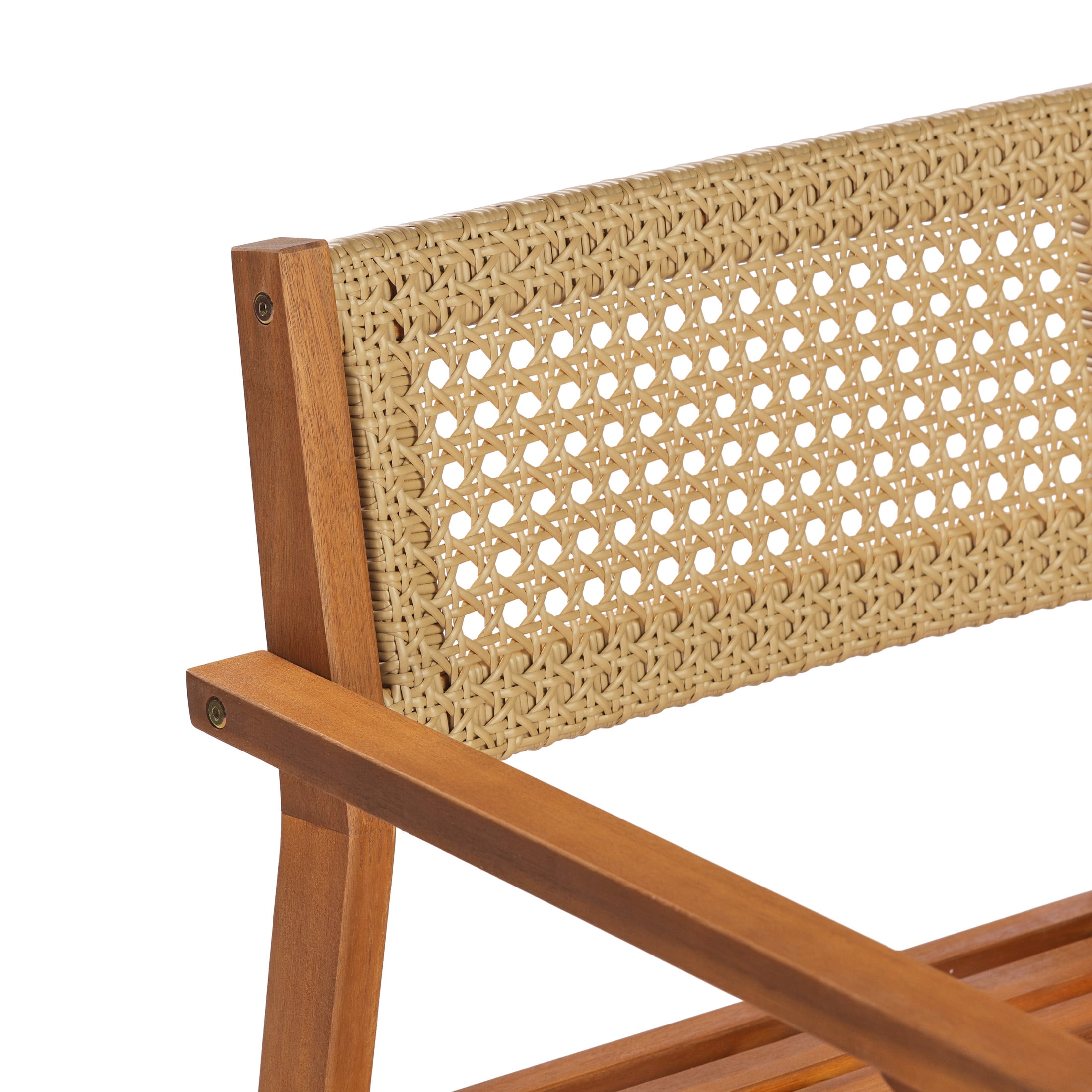 Christopher Knight Home 7-Piece Outdoor Dining Set, 66" Wood Table and Wicker Back Chairs, Teak
