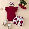 thumbnail image 3 of SUCS Baby 3PCS Short Sleeved Shorts Set Baby Girl Letter Summer Top Belt Flower Cute Pants Daily Gift, 3 of 9