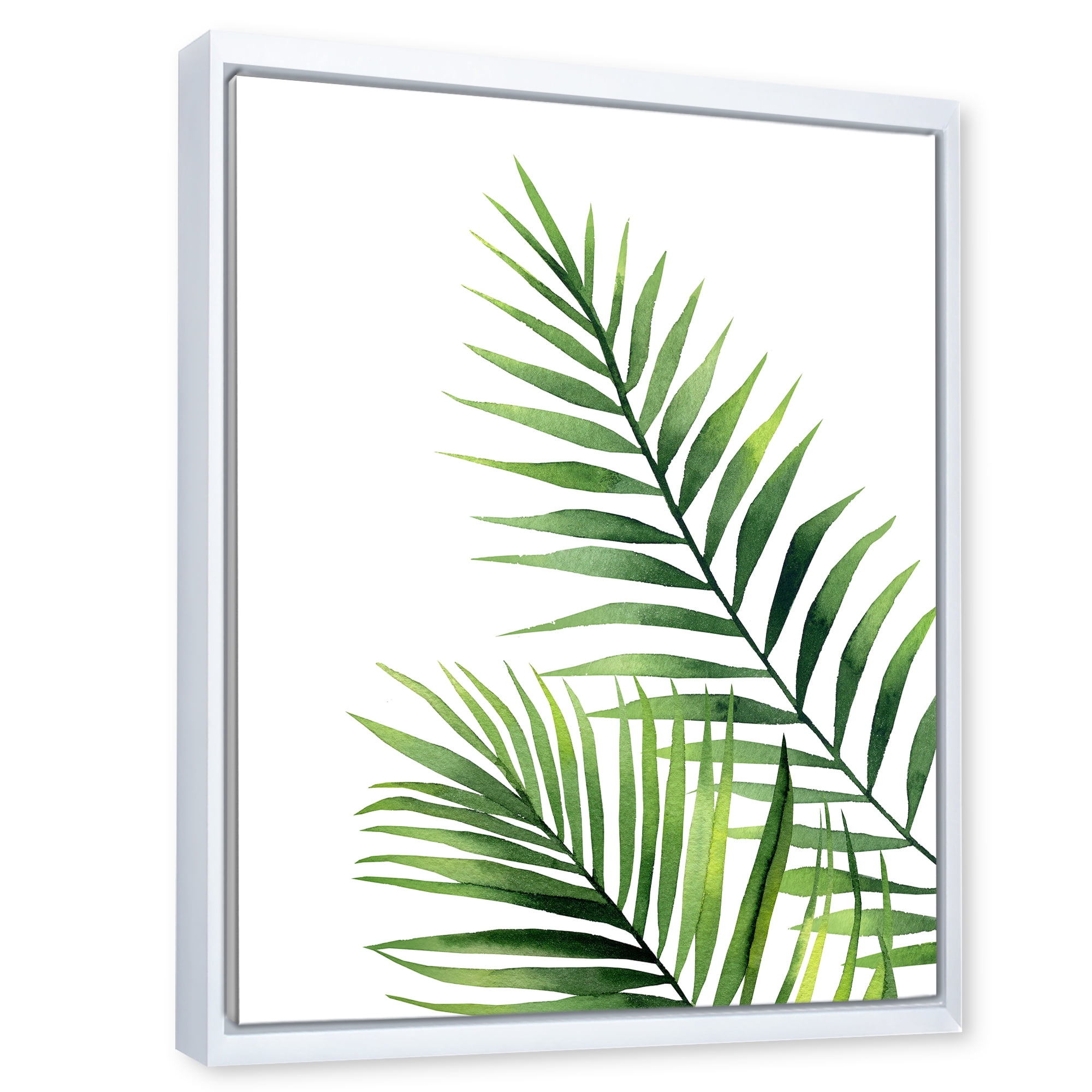 Designart 'Fern Plant Leaves Detail III' Farmhouse Framed Canvas Wall Art Print