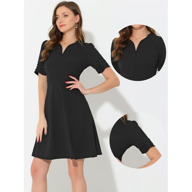 Black business dress with sleeves 2025