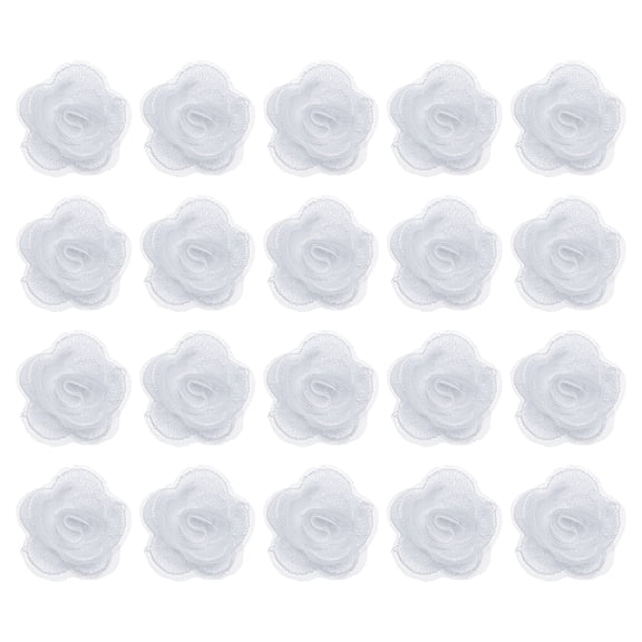 20 Pcs Floral Applique, 3D Flower Lace Applique Sew on Patch Decoration for DIY Craft Projects, 2.8cm Bright White