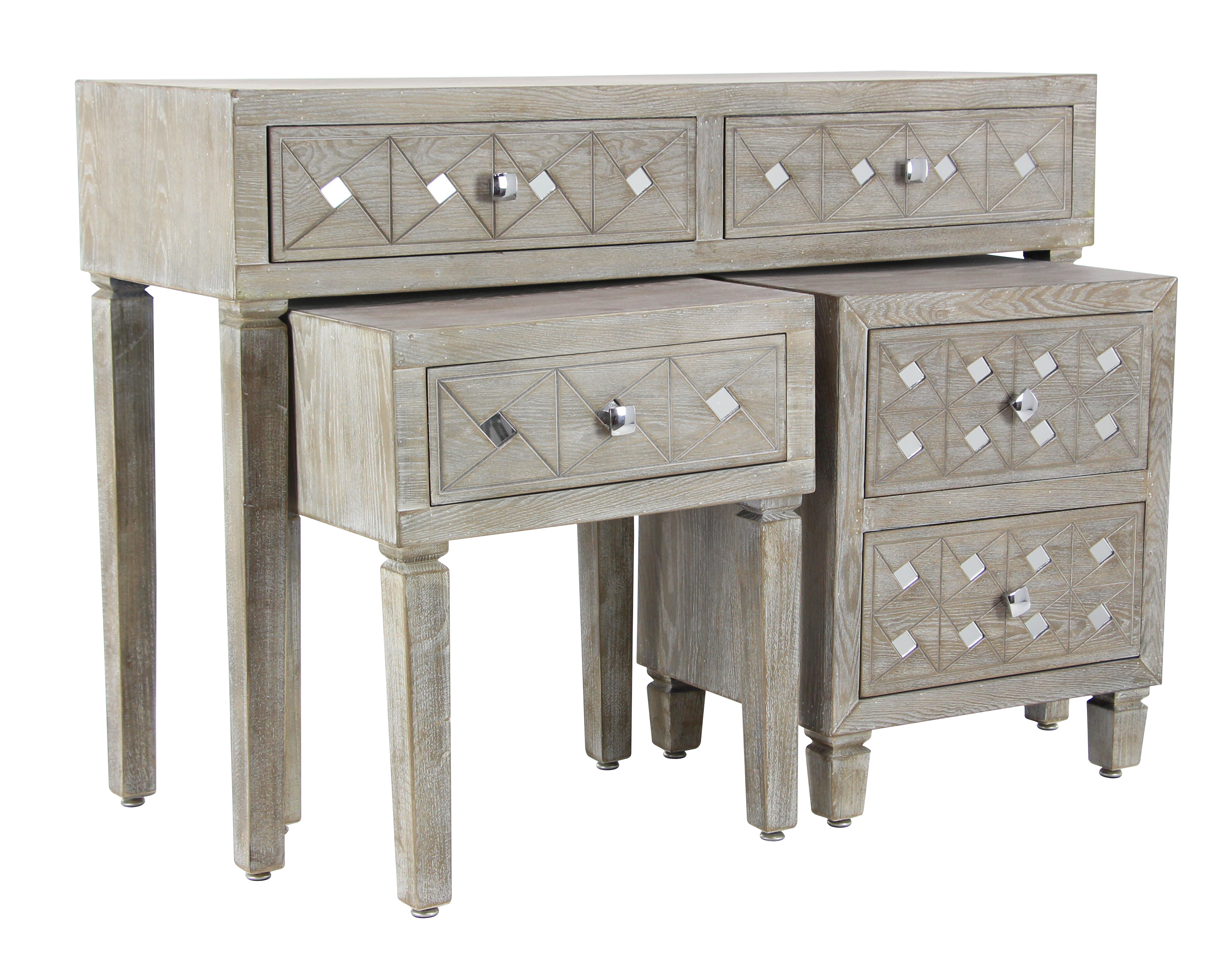 DecMode 45", 19", 19" Brown Wood Glam Console Table, Set of 3 Walmart