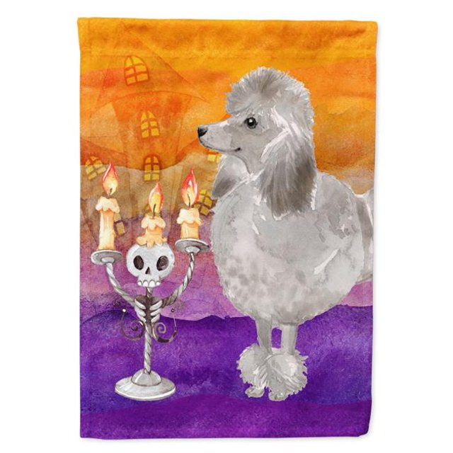 Carolines Treasures CK3219CHF Hallween Silver Poodle Flag Canvas House Size