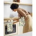 thumbnail image 6 of Flour Sack Kitchen Towels - Set of 2 Spring Dish Towels with Hanging Loop 18x26 Inch Absorbent Reusable Cotton Cloths for Cleaning Cute Design Home Decorative Housewarming, Leaf Flower Bird, 6 of 6